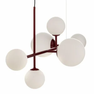 Best ALDEX Suspension Joel, bordeaux/blanc, à 6 lampes