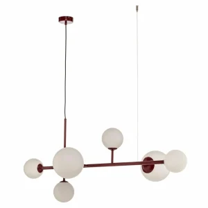 Best ALDEX Suspension Joel, bordeaux/blanc, à 6 lampes