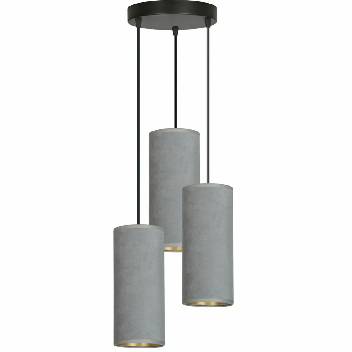 suspension_joni_tissu_ronde__lampes_gris_dor_2.webp Discount EMIBIG LIGHTING Suspension Joni tissu ronde 3 lampes gris doré