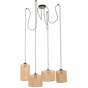 Online TK Lighting Suspension Juta, à quatre lampes
