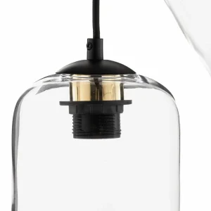 Fashion Argon Suspension Kaja à trois lampes, verre transparent