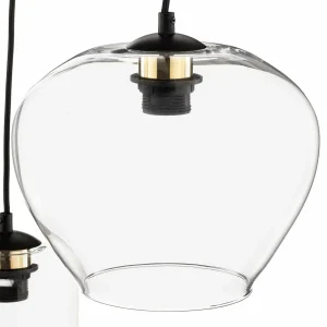 Fashion Argon Suspension Kaja à trois lampes, verre transparent