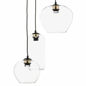 Fashion Argon Suspension Kaja à trois lampes, verre transparent