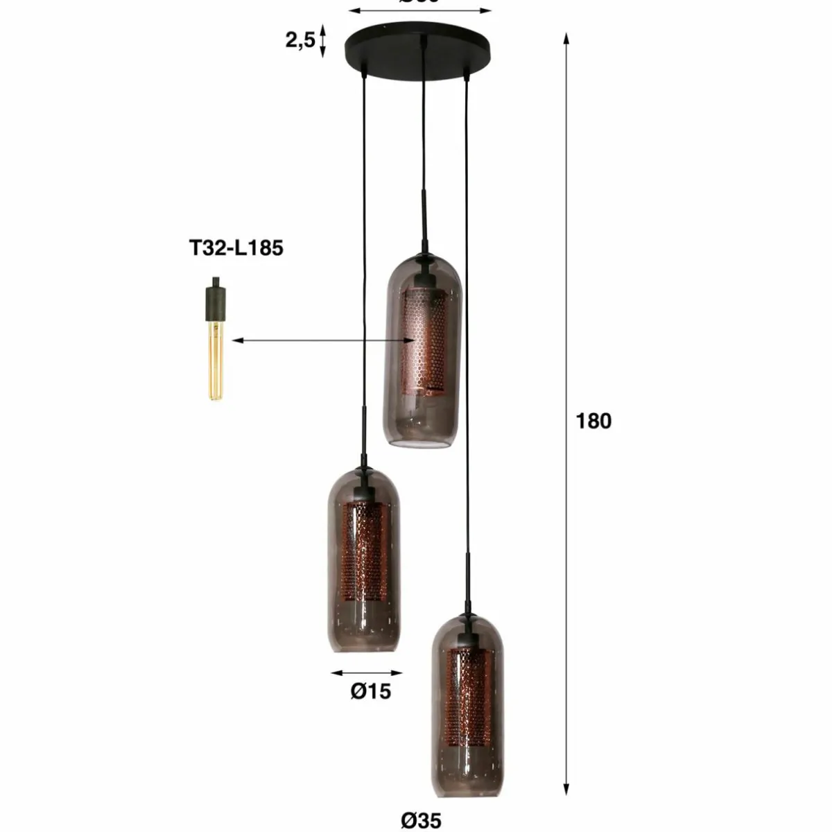suspension_kamilian__lampes_fumenoire_perfore_1.webp Online Zijlstra Suspension Kamilian 3 lampes fumée/noire perforée