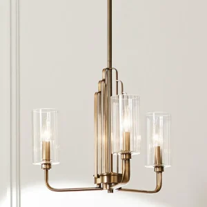 Fashion Quintiesse Suspension Kimrose, à 3 lampes, laiton