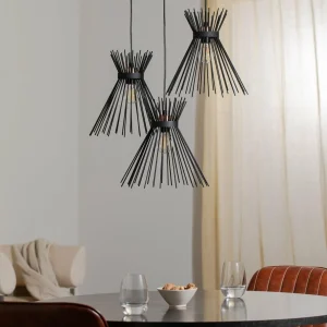 Flash Sale Opviq Suspension Kirpi 3085 à 3 lampes Rondelle noir