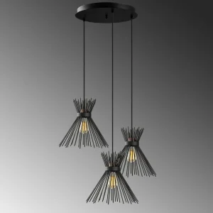 Flash Sale Opviq Suspension Kirpi 3085 à 3 lampes Rondelle noir