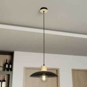 Sale EMIBIG LIGHTING Suspension Kobe, à 1 lampe, acier, bois, noir