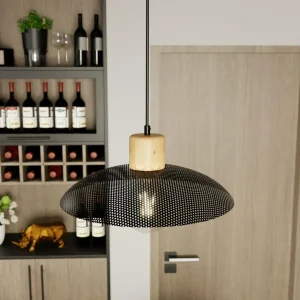 Sale EMIBIG LIGHTING Suspension Kobe, à 1 lampe, acier, bois, noir