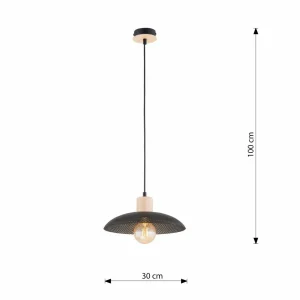 Sale EMIBIG LIGHTING Suspension Kobe, à 1 lampe, acier, bois, noir