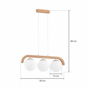 Shop Alfa Suspension Kryza en bois, à trois lampes