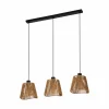 Clearance EGLO Suspension Lavister, noir/naturel, 3 lampes, papier