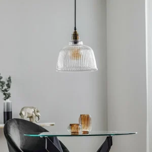 Store Euluna Suspension Leana, transparent, 1 lampe, laiton