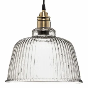 Store Euluna Suspension Leana, transparent, 1 lampe, laiton