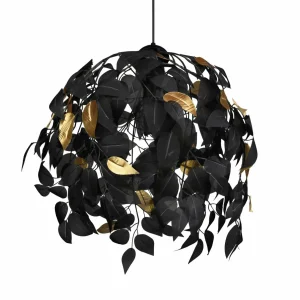Hot Reality Leuchten Suspension Leavy, noir/or, Ø 38 cm, plastique