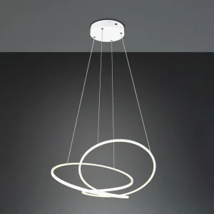 Online Trio Lighting Suspension LED Darvin, longueur 84 cm, blanc mat, métal, CCT