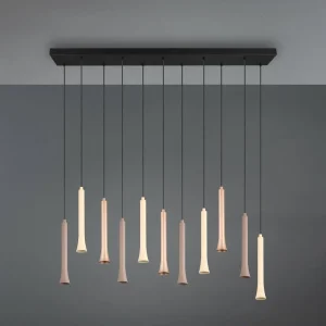 Clearance Trio Lighting Suspension LED Fiato, 11 lampes, long, métal, taupe, coffee