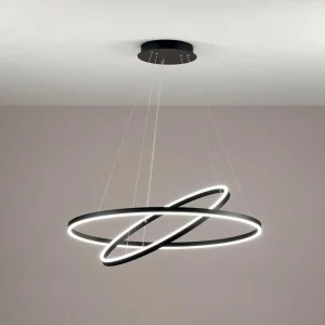 Hot Fabas Luce Suspension LED Giotto, Ø 80 cm, à 2 lampes, noir