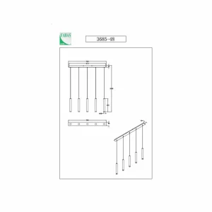 Best Sale Fabas Luce Suspension LED Prado, doré, à 5 lampes, linéaire, intensité variable