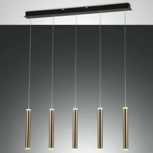 Best Sale Fabas Luce Suspension LED Prado, doré, à 5 lampes, linéaire, intensité variable