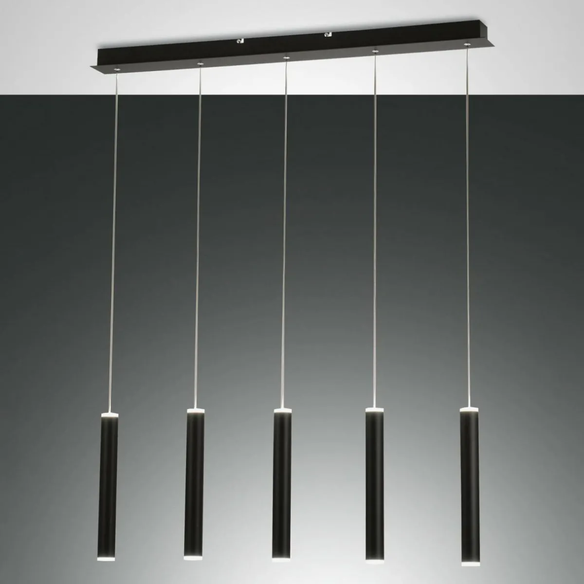 suspension_led_prado_noir___lampes_linaire_intensit_variable_1.webp Outlet Fabas Luce Suspension LED Prado, noir, à 5 lampes, linéaire, intensité variable