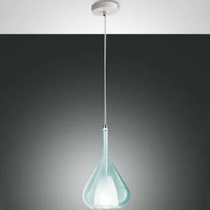 Store Fabas Luce Suspension Lila, bleu azur, à 1 lampe, verre