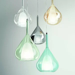 Store Fabas Luce Suspension Lila, bleu azur, à 1 lampe, verre