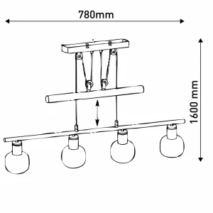 Outlet Näve Suspension linéaire Fumoso 4 lampes noir/gris fumé
