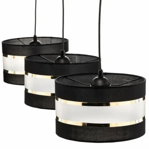 Store HELAM Suspension linéaire Helen noire-dorée 3 lampes