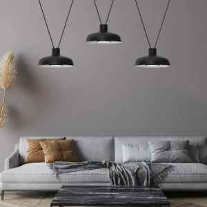 Sale Eko-Light Suspension Linea, noire, à 3 lampes