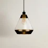 Discount Euluna Suspension Lonceng en verre, décor doré