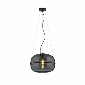 Outlet Trio Lighting Suspension Lorena en verre, noir mat