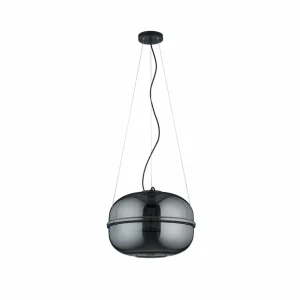 Outlet Trio Lighting Suspension Lorena en verre, noir mat