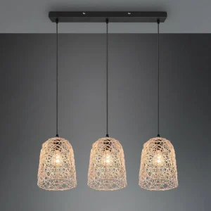 Best Sale Reality Leuchten Suspension Lovis en rotin tressé, à trois lampes