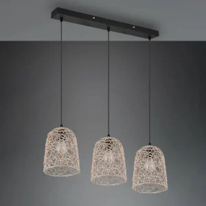 Best Sale Reality Leuchten Suspension Lovis en rotin tressé, à trois lampes