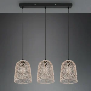 Best Sale Reality Leuchten Suspension Lovis en rotin tressé, à trois lampes