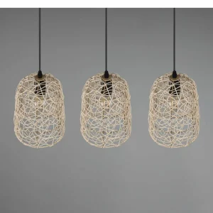 Best Sale Reality Leuchten Suspension Lovis en rotin tressé, à trois lampes