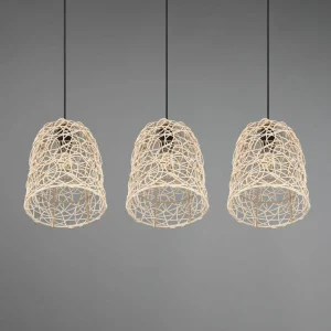 Best Sale Reality Leuchten Suspension Lovis en rotin tressé, à trois lampes