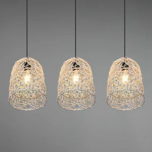 Best Sale Reality Leuchten Suspension Lovis en rotin tressé, à trois lampes