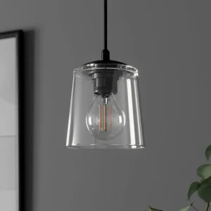Cheap HELAM Suspension Lucea à 1 lampe avec abat-jour en verre transparent