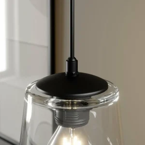 Cheap HELAM Suspension Lucea à 1 lampe avec abat-jour en verre transparent