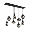 Discount Trio Lighting Suspension Lumina, à 8 lampes, noir/chromé, verre