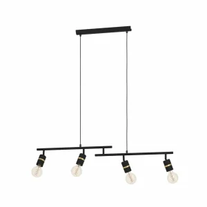 Best Sale EGLO Suspension Lurone, noir, à quatre lampes
