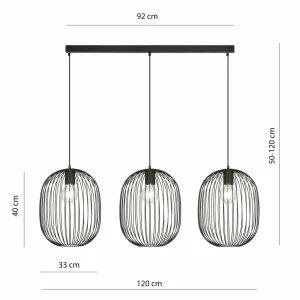 Fashion Euluna Suspension Maia, forme cage, à 3 lampes