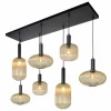Outlet Lucide Suspension Maloto, verre, 7 flammes, ambre, 150 cm