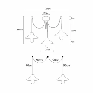 Online Opviq Suspension Manavgat N-546 à 3 lampes noir