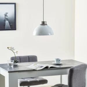 Store Lamkur Suspension Mara, argentée, abat-jour blanc opale