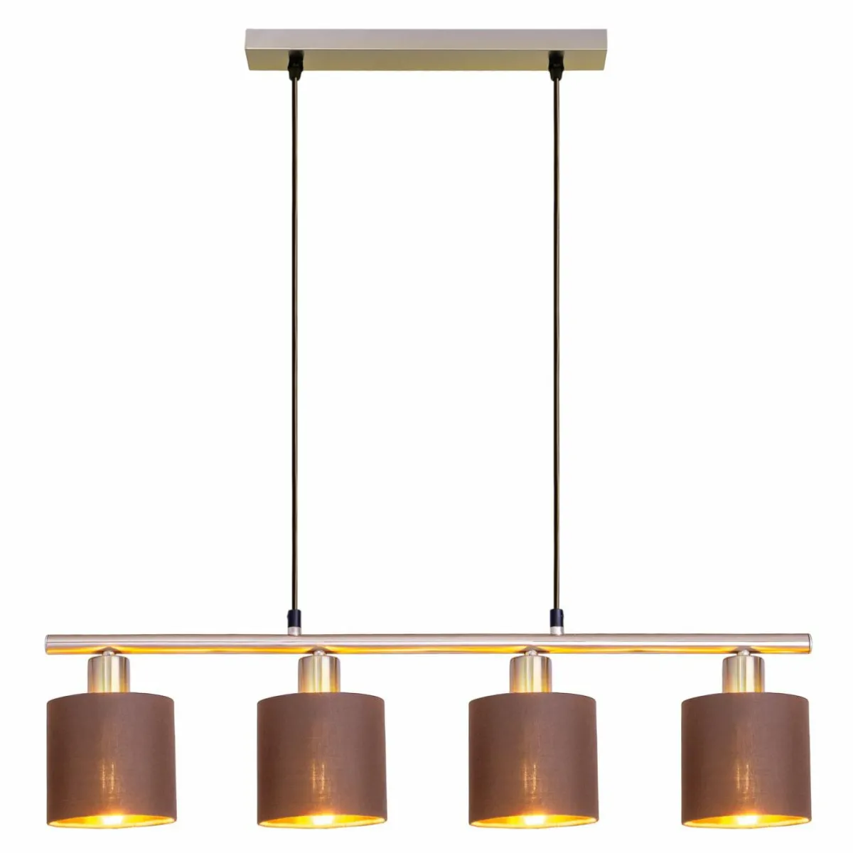 suspension_maron_quatre_lampes_tissu_brundor_1.webp New Näve Suspension Maron, quatre lampes, tissu, brun/doré