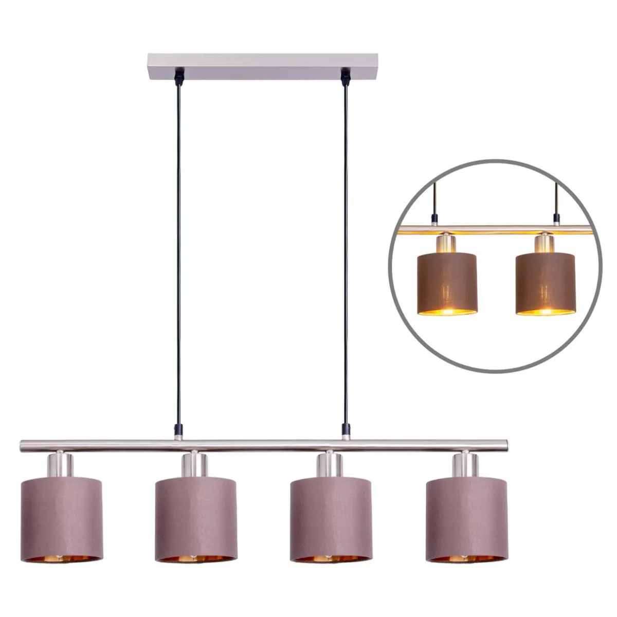 suspension_maron_quatre_lampes_tissu_brundor_6.webp New Näve Suspension Maron, quatre lampes, tissu, brun/doré