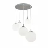Sale Argon Suspension Maroni, chrome/blanc, verre, à 5 lampes